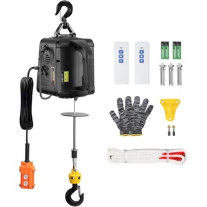 VEVOR 2-in-1 Electric Hoist Winch, 660 lbs Capacity, 1500W Portable Power Winch Crane, 98.4 ft Lifting Height, 62 ft/min with Wired and Wireless Remote Control for Factory, Warehouss, Garage(1100 lbs 22.9 ft)