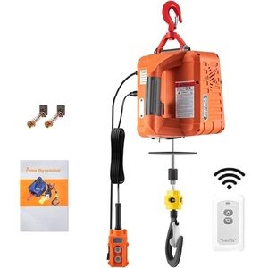 VEVOR 3-in-1 Electric Hoist Winch, 1100lbs 1500W Portable Power Winch Crane, 110V/120V 22.9 ft Lifting Height, 13 ft/min with Manual, Wired and Wireless Remote Control, Overload Protection(Orange)