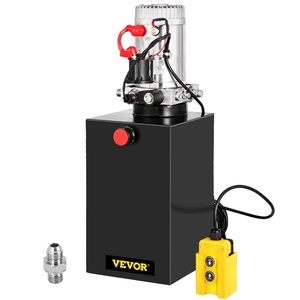VEVOR 4 Quart Hydraulic Power Unit, Double Acting Dump Trailer Pump, 3200 PSI Max Relief Pressure & 0.91 GPM Flow Rate, DC 12V Hydraulic Pump with Metal Reservoir for Dump Trailer Car Lifting, Black(15 Quart)
