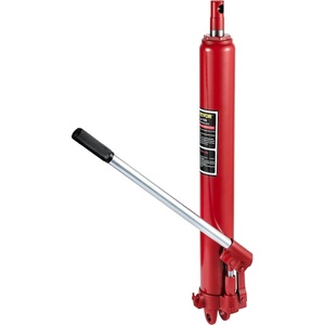 VEVOR 4 Ton Hydraulic Long Ram Jack, Cherry Picker Ram with Single Piston Pump, Manual Engine Hoist Cylinder with Handle and Flat Base, for Garage & Engine Lifting, Red(Red)