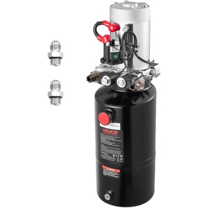 VEVOR 8 Quart Hydraulic Power Unit, Double Acting Dump Trailer Pump, 3200 PSI Max Relief Pressure & 0.91 GPM Flow Rate, DC 12V Hydraulic Pump with Metal Reservoir for Dump Trailer Car Lifting