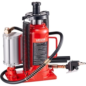 VEVOR Air Hydraulic Bottle Jack, 20 Ton (44092 lbs) Capacity, 10.2-19.5 Inch Lifting Range, Pneumatic/Manual Heavy Duty Welded Bottle Jack with Pump for Car, SUV, Pickup, Truck, RV, Auto Repair(red)