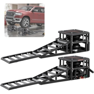 VEVOR Air Hydraulic Jack Car Ramps 2PCS, 11023 lbs/5 Ton Capacity, 12.6 inch Max Height, Pneumatic Ramp Jacks with Airbags, Wheel Chocks, Extension Ramps, Heightened Columns, Heavy-Duty