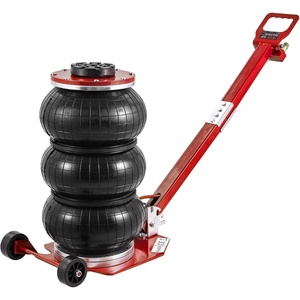 VEVOR Air Jack, 3 Ton/6600 lbs Triple Bag Air Jack, Airbag Jack with Six Steel Pipes, Lift up to 17.7 inch/450 mm, 3-5 s Fast Lifting Pneumatic Jack, with Long Handles for Cars, Repair, (Red)(3T adjustable Handle)