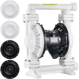 VEVOR Air Operated Double Diaphragm Pump, 4.4 GPM, 1-1/2 inch Inlet & Outlet Pneumatic Waste Oil Transfer Pump, Max 100 PSI, Polypropylene Body, Air-Operated for Diesel, Grease, Kerosene, Gasoline(1inch 25GPM Polypropylene)