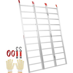 VEVOR Aluminum Ramps, 1500 lbs, Folding Loading Ramp with Load Straps, Tri-Fold Ramp for Motorcycles,UTVs, ATVs, Trucks, Lawnmowers, Snow Blowers, 77″ L x 54″ W, Sliver(1500lbs)