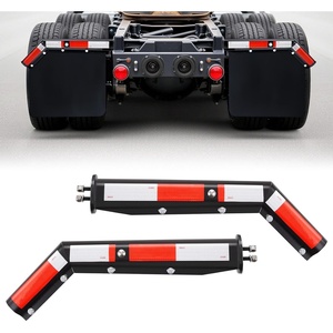 VEVOR Angled Spring Loaded Mud Flap Hangers, 1-1/8″ Bolt Spacing Mudflap Hangers for Semi Trucks, 1 Pair Heavy Duty Semi Truck Mud Flap Hanger Set with Reflective Strips, Black(1-1/8″)