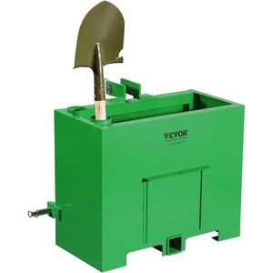 VEVOR Ballast Box, 3-Point Category 1 Tractor Ballast of 800lbs Capacity, for 2 Inch Hitch Receiver, Heavy-Duty Steel 4.3 ft³ Large Volume Loader Attachment with Sliding Door, Red(Green V1)