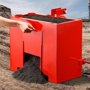 VEVOR Ballast Box, 3-Point Category 1 Tractor Ballast of 800lbs Capacity, for 2 Inch Hitch Receiver, Heavy-Duty Steel 4.3 ft³ Large Volume Loader Attachment with Sliding Door, Red(Red)