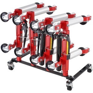 VEVOR Car Dolly Rack, Storage Rack with 360° Rotatable Wheels, Hydraulic Ratchet Trolley Jack Stand Organizer, Jack Stands Holder Storage Rack, 4-Dolly Capacity, Compatible with Most Dollies