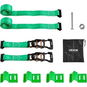 VEVOR Car Tie Down with Chain Anchors, Lasso Style 2″×120″ Tire Straps, 5865 LBS Working Load, 11023 LBS Breaking Strength, with Heavy Duty Ratchets for Passenger Car, ATV, SUV, UTV, Truck, 4-Pack(Chock-Style with 2 sets)