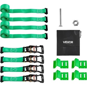 VEVOR Car Tie Down with Chain Anchors, Lasso Style 2″×120″ Tire Straps, 5865 LBS Working Load, 11023 LBS Breaking Strength, with Heavy Duty Ratchets for Passenger Car, ATV, SUV, UTV, Truck, 4-Pack(Chock-Style with 4 sets)