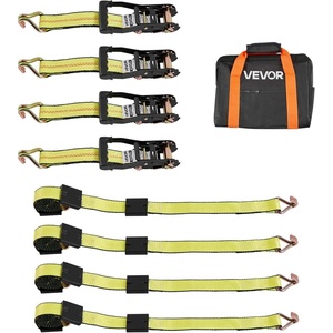 VEVOR Car Tie Down with Chain Anchors, Lasso Style 2″×120″ Tire Straps, 5865 LBS Working Load, 11023 LBS Breaking Strength, with Heavy Duty Ratchets for Passenger Car, ATV, SUV, UTV, Truck, 4-Pack(Deck-Style with J-Hook)