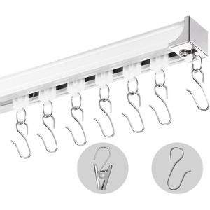 VEVOR Ceiling Curtain Track Set, 5.9 FT/1.8 Meter, Sliding Ceiling Track System for Curtains, Room Divider Curtain Track Ceiling/Wall Mounted for Living Room Bedroom with Hooks and Hardware, White(8.9 FT/2.7M)