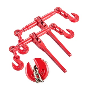 VEVOR Chain Binder, 3/8″ – 1/2″ Ratchet Load Binders 9,215 LBS Secure Working Load, G70 Hooks and Adjustable Length, for Grade 70-80 Chains, Tie Down, Hauling, Towing, 4-Pack(2P)