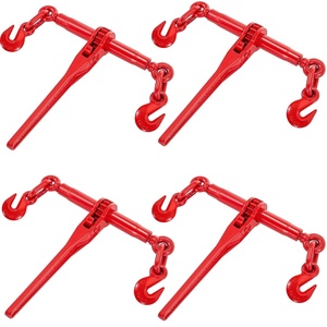 VEVOR Chain Binder, 3/8″ – 1/2″ Ratchet Load Binders 9,215 LBS Secure Working Load, G70 Hooks and Adjustable Length, for Grade 70-80 Chains, Tie Down, Hauling, Towing, 4-Pack(4P)