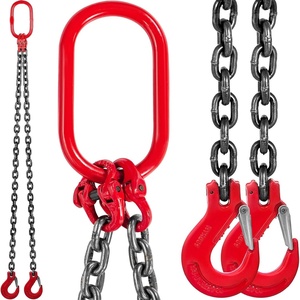 VEVOR Chain Sling, 1/4 in x 5 ft Lifting Chains with 4 Leg Grab Hooks, Heavy Duty G80 Alloy Steel Lifting Sling, 6600LBS Capacity, Adjustable Engine Chain Hoist Lifts for Cargo Security Towing(3/8 Inch x 5FT)