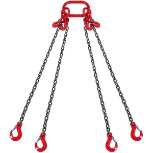 VEVOR Chain Sling, 3/8 in x 10 ft Lifting Chains with 4 Leg Grab Hooks, Heavy Duty G80 Alloy Steel Lifting Sling, 22900LBS Capacity, Adjustable Engine Chain Hoist Lifts for Cargo Security Towing(3/8 Inch x 10 FT)
