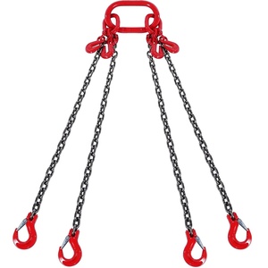 VEVOR Chain Sling, 3/8 in x 10 ft Lifting Chains with 4 Leg Grab Hooks, Heavy Duty G80 Alloy Steel Lifting Sling, 22900LBS Capacity, Adjustable Engine Chain Hoist Lifts for Cargo Security Towing(1/4 Inch x 5 FT)