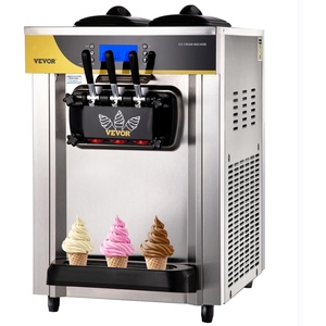 VEVOR Commercial Ice Cream Machine, 12 L/H Yield, 1713W Single Flavor Countertop Hard Serve Ice Cream Maker, 4.5L Stainless Steel Cylinder, LED Panel Auto Clean Pre-cooling, for Restaurant Snack Bars(Countertop 3 Flavors Upgraded Model)