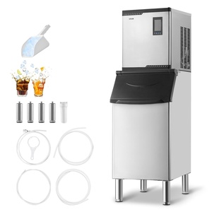 VEVOR Commercial Ice Maker Machine, 1000LBS/24H Ice-Making Machine with 500LBS Stainless Steel Storage Bin, Auto Self-Cleaning Ice Maker with Touchscreen for Bar Cafe Restaurant Business Commercial(300)