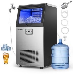 VEVOR Commercial Ice Maker Machine, 120 lbs/24h with 16-30 lbs Storage Capacity, Built-in/Freestanding/Under Counter, Stainless Steel Ice Maker with LED Display & Self-Cleaning, Home Bar Restaurant(120lbs/24H/Dual Water Inlet)