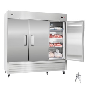 VEVOR Commercial Reach-In Refrigerator 54″ W, 44 Cu.Ft Stainless Steel Upright Refrigerator with Double Glass Doors, Auto-Defrost, 8 Adjustable Shelves, 32 to 50℉ Temp Control, ETL Certified(85″W 3 Doors-Freezer)