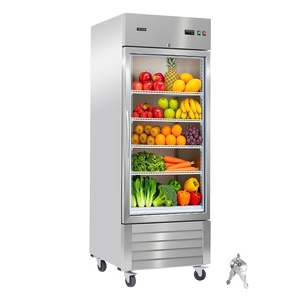 VEVOR Commercial Reach-In Refrigerator 54″ W, 44 Cu.Ft Stainless Steel Upright Refrigerator with Double Glass Doors, Auto-Defrost, 8 Adjustable Shelves, 32 to 50℉ Temp Control, ETL Certified(29″W 1 Glass Door-Refrigerator)