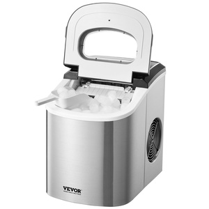 VEVOR Countertop Ice Maker, 9 Cubes Ready in 6 Mins, 33lbs in 24Hrs, Self-Cleaning Portable Ice Maker with Ice Scoop and Basket, Ice Machine with 2 Sizes Bullet Ice for Home Kitchen Office Bar Party(Light Grey)