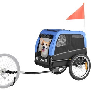 VEVOR Dog Bike Trailer, Supports up to 66 lbs, Pet Cart Bicycle Carrier for Small & Medium Dogs, Easy Folding Frame with Quick Release Wheel, Universal Bicycle Coupler, Reflector, Flag, Internal Leash(Blue/Black)