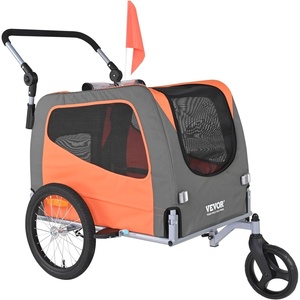 VEVOR Dog Bike Trailer, Supports up to 66/88/100 lbs, 2-in-1 Pet Stroller Cart Bicycle Carrier, Easy Folding Cart Frame with Quick Release Wheels, Universal Bicycle Coupler, Reflectors, Flag(66lbs 18″)