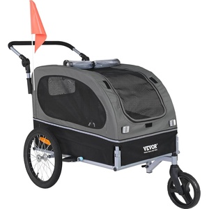 VEVOR Dog Bike Trailer, Supports up to 66/88/100 lbs, 2-in-1 Pet Stroller Cart Bicycle Carrier, Easy Folding Cart Frame with Quick Release Wheels, Universal Bicycle Coupler, Reflectors, Flag(88lbs 22″)