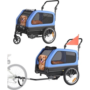 VEVOR Dog Bike Trailer, Supports up to 88 lbs, 2-in-1 Pet Stroller Cart Bicycle Carrier for Small & Large Dogs, Easy Folding Frame with Quick Release Wheel, Universal Bicycle Coupler, Internal Leash