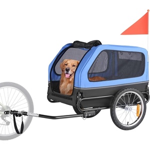 VEVOR Dog Bike Trailer, Supports up to 88 lbs, Pet Cart Bicycle Carrier, Easy Folding Frame with Quick Release Wheels, Universal Bicycle Coupler, Reflectors, Flag, Collapsible to Store(Blue/Black)