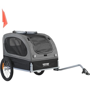 VEVOR Dog Bike Trailer, Supports up to 88 lbs, Pet Cart Bicycle Carrier, Easy Folding Frame with Quick Release Wheels, Universal Bicycle Coupler, Reflectors, Flag, Collapsible to Store(Black/Gray)