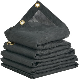 VEVOR Dump Truck Mesh Tarp, 7.5×18 ft, PVC Coated Black Heavy Duty Cover with 5.5″ 18oz Double Pocket, Brass Grommets, Reinforced Double Needle Stitch Webbing Fits Manual or Electric Dump Truck System(7′ x 22′)