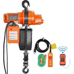 VEVOR Electric Chain Hoist, 2200 lbs Load Capacity, 10 ft Lifting Height, 120V Single Phase Overhead Crane with Chain, 10 ft Wired Remote Control for Garage, Shop, Hotel, and Home(2200 lbs 20 ft 2-Chain)
