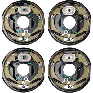 VEVOR Electric Trailer Brake Assembly, 10″ x 2-1/4″, 1 Pair Self-Adjusting Electric Brakes Kit for 3500 lbs Axle, 4-Hole Mounting, Backing Plates for Brake System Part Replacement (1 Right + 1 Left)(2 Pair Brakes)