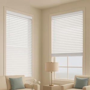 VEVOR Faux Wood Blinds, 2″ Slat, 34.5″ W x 60″ H, Cordless Window Blinds and Shades with Decorative Board, Easy to Clean and Simple Light Adjustment, for Room Darkening, Home Interior Windows, White