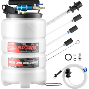VEVOR Fluid Extractor, 9.5 L Capacity, Pneumatic/Manual Vacuum Oil Extractor Pump with 59 in Long Horse & Three 47 in Extension Tubes, Oil Change Pump with PE Tank for Cars, Lawn Mowers, Boats(9.5L)