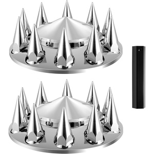 VEVOR Front Axle Wheel Covers, Spiked Axle Cover for Semi Truck, ABS Electroplate Rust-Resistant Lug Nut Covers, Universal Fit, Installation Tool Included, Complete Axle Cover Combo Kit(Spiked)