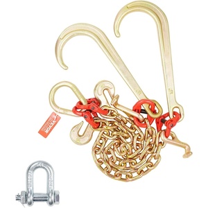 VEVOR G80 V Bridle Chain, 5/16″ x 2′ Towing Chain Bridle with 15″ J Hooks and Grab Hooks, Heavy Duty Transport Tow Chain Bridle with 10800 lbs Safe Working Load for Flatbed Truck Wrecker Recovery(3/8Inch x 2FT)