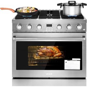VEVOR Gas Range Oven, 36 Inches Width, Freestanding Stainless Steel Stove and Oven with 6 Sealed Cooktop Burners, Easy Reach Racks, Halogen Light, 6.0 Cu. Ft. Capacity, for Home Apartment Kitchen(36 Inches Width/6 Burners/6 Cu. Ft.Oven)