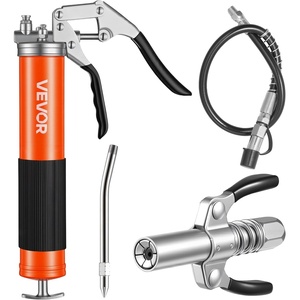 VEVOR Grease Gun, 8000 PSI High Pressure, Heavy Duty Pistol Grip Grease Gun Kit with 14 oz Capacity, Includes 18-Inch Flex Hose, 1 Extension Rigid Pipe and 1 Sharp Type Nozzle for Automotive, Marine(Geometric)