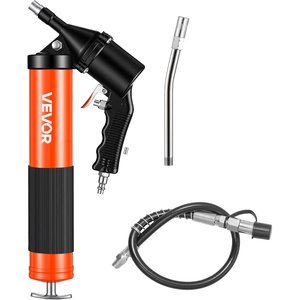 VEVOR Grease Gun, 8000 PSI High Pressure, Heavy Duty Pistol Grip Grease Gun Kit with 14 oz Capacity, Includes 18-Inch Flex Hose, 1 Extension Rigid Pipe and 1 Sharp Type Nozzle for Automotive, Marine(Chevron)