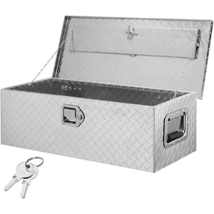 VEVOR Heavy Duty Aluminum Truck Bed Tool Box, Diamond Plate Tool Box with Side Handle and Lock Keys, Storage Tool Box Chest Box Organizer for Pickup, Truck Bed, RV, Trailer, 30″x13″x9.6″, Silver(Silver)