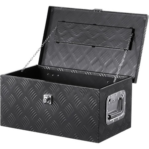 VEVOR Heavy Duty Aluminum Truck Bed Tool Box, Diamond Plate Tool Box with Side Handle and Lock Keys, Storage Tool Box Chest Box Organizer for Pickup, Truck Bed, RV, Trailer, 30″x13″x9.6″, Silver(Black)