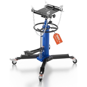 VEVOR Hydraulic Transmission Jack, 1660 lbs Capacity Hydraulic Telescopic Transmission Jack, 34.6-69.3 in High Lifting Height, 2-Stage Floor Jack Stand with Foot Pedal, 360° Swivel Wheel, Blue(28.9 x 24.6 x 38.2–73 in)