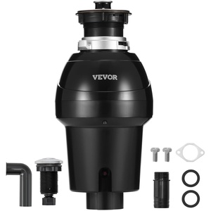 VEVOR JW-301 Garbage 1/2HP 3450RPM DC Motor, Continuous Feed Sink Disposer, EZ Connect Food Waste Grinding System with Power Cord and Splash Guard, for Kitchen, Black(1HP 3270RPM)