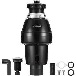 VEVOR JW-301 Garbage 1/2HP 3450RPM DC Motor, Continuous Feed Sink Disposer, EZ Connect Food Waste Grinding System with Power Cord and Splash Guard, for Kitchen, Black(3/4HP 3250RPM)